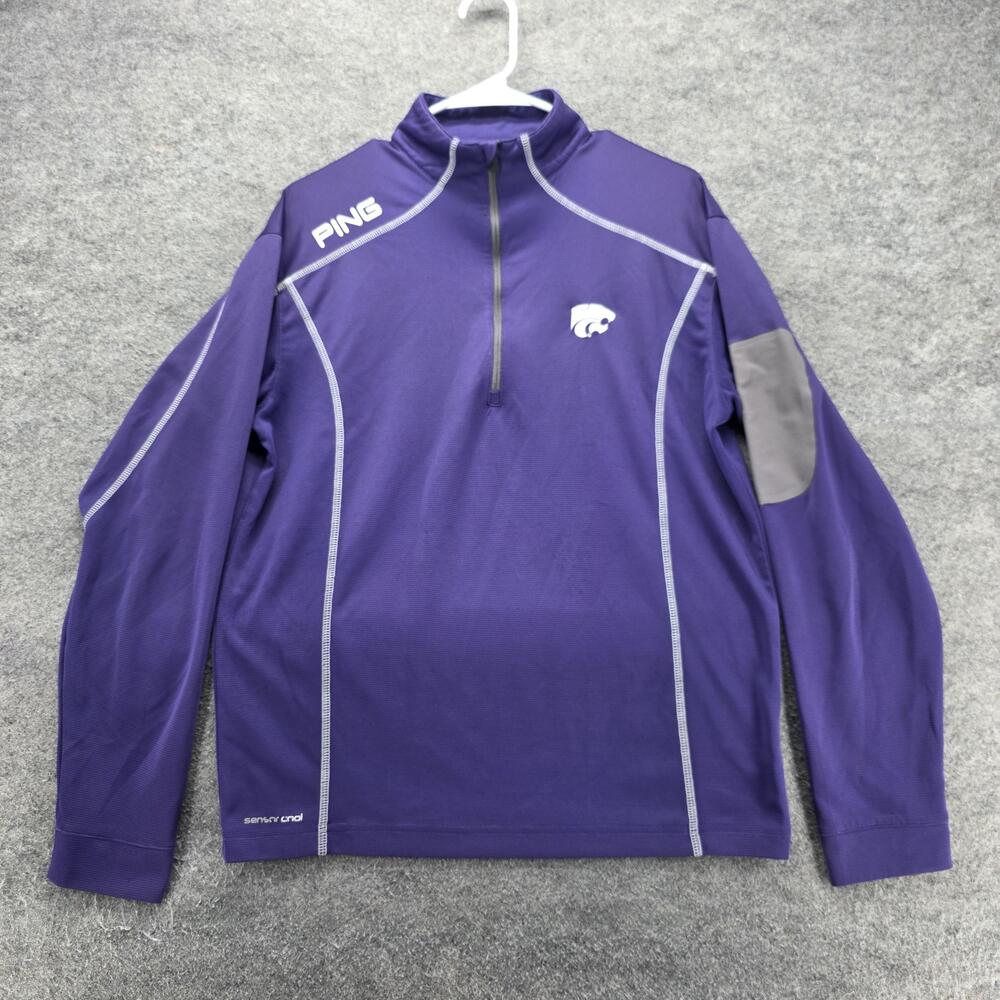 PING Pullover Mens M Purple Long Sleeve 1/4 Zip Mock Neck SensorCool Tagless